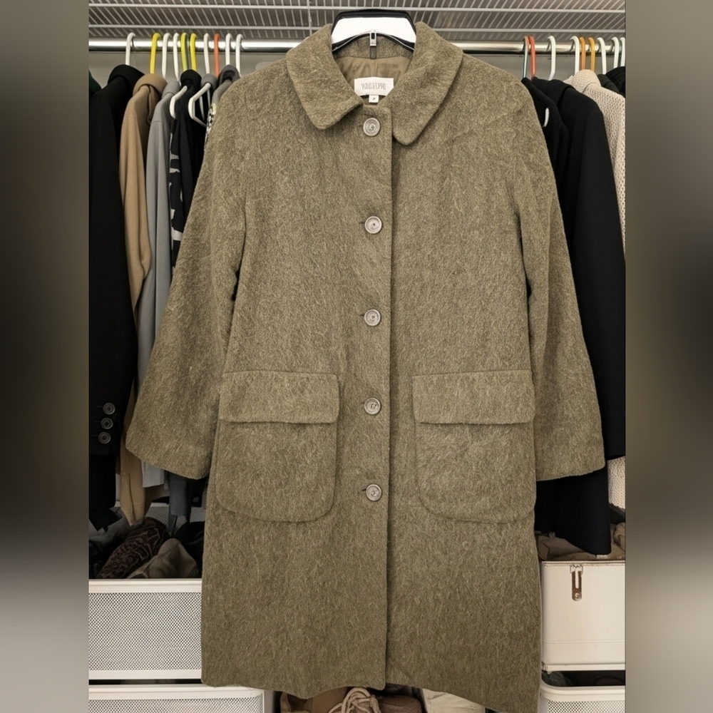 Mohair,Alpaca & Wool Olive Green Women's Coat By VARIAZIONI SIZE M